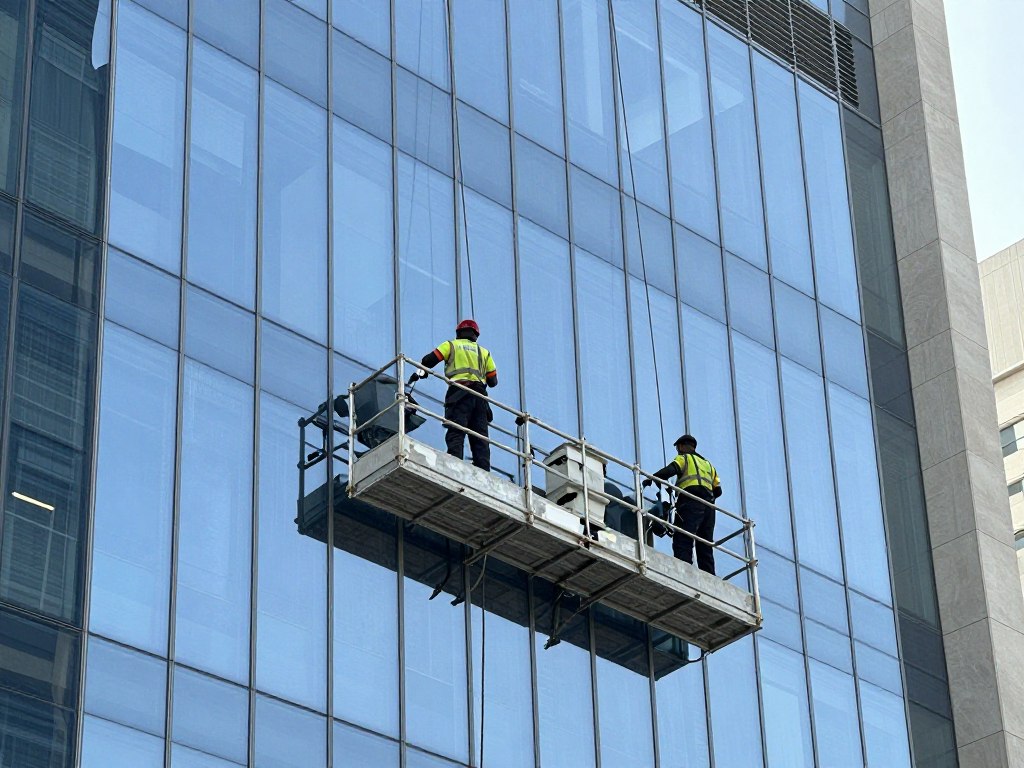 تنظيف واجهات زجاجية لمبنى في الرياض بواسطة شركة تنظيف متخصصة